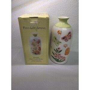 Ceramic Butterfly and Flower patio tealight candle holder Rare Collectible